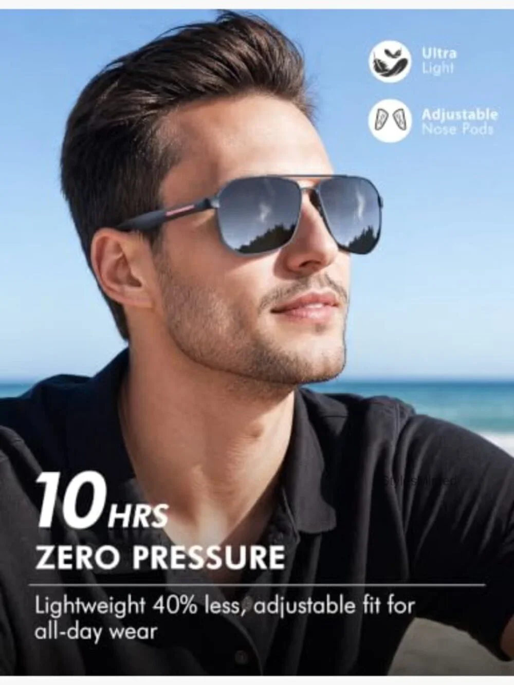 Square Polarized Aviator Sunglasses for Men UV400 Protection Driving Outdoor